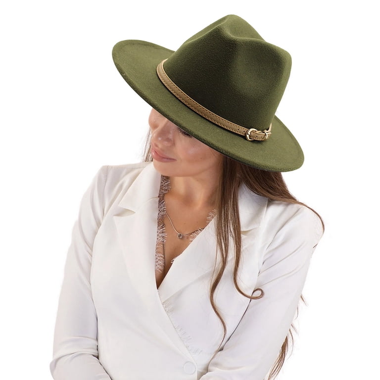 6213 Retro Vintage Cowgirl Hat For Women Wide Brim Buckle Belt Classic Womens Western-Cowboy-Hats Classic Felt-Hats - Rodeo Wide  main image 4