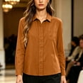 thumbnail image 5 of cocolona Button Down Blouses for Women Solid Color Long Sleeve Collared Shirts Basic Dressy Casual Fall Tops, 5 of 6