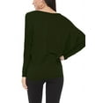 thumbnail image 3 of Women's Solid Long Sleeve Jersey Dolman Style Boat Neck Casual Tee Top S-3XL, 3 of 3