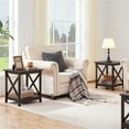 thumbnail image 5 of Yaheetech 2 Tiers X-Design Wood End Table Storage Display End Table Sofa Side Coffee Table, Espresso, 5 of 7