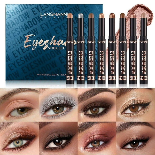 Eyeshadow Stick,8 PCS Waterproof Multi-Color Eyeshadow Pen Set, Creamy Long-Lasting Eye Makeup Kit, Matte Eyeshadow Stick,Natural & Shimmer Shades Contour Stick, Perfect Gifts For Women