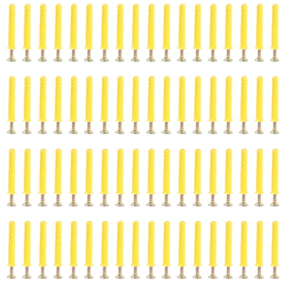 Yellow Concrete Screw Set for Home Use 100 Sets PE and Stainless Steel 0.31inch