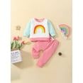 thumbnail image 2 of Bagilaanoe 2Pcs Toddler Baby Girl Long Pants Set Rainbow Print Long Sleeve Sweatshirt Pullover Tops+ Trousers 6M 12M 18M 24M 3T Kids Fall Casual Sweatsuit, 2 of 9