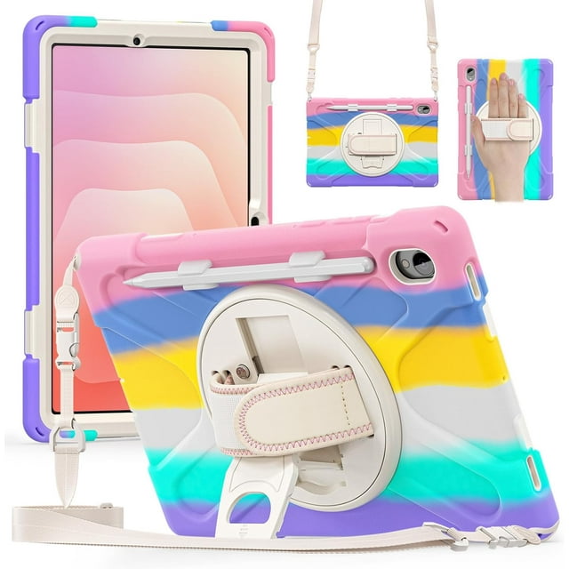 Funda para Samsung Galaxy Tab Tab S11 (11 pulgadas) 2025 SM-X730/SM-X736B, funda protectora a prueba de golpes para niños con soporte para lápices, correa de mano giratoria 360 y soporte, correa de