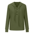 thumbnail image 7 of QLEICOM Women's Striped Casual Hooded Sweater Open Collar Sweater Long Sleeve Lapel Blouses Shirts Tops Army Green S, US Size 4, 7 of 7