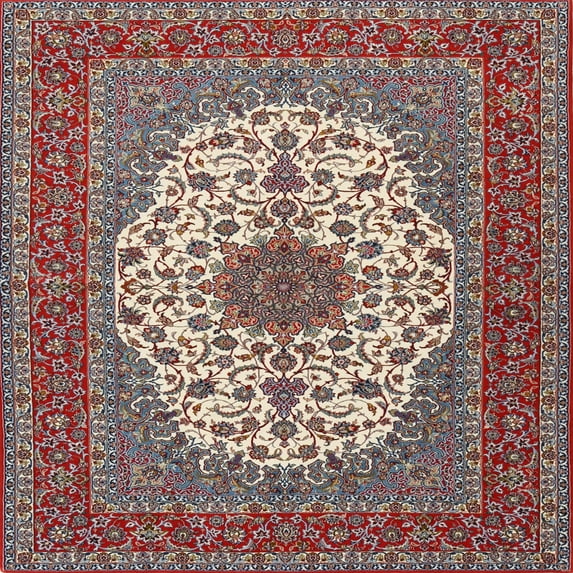 Ahgly Company Indoor Square Traditional Tan Brown Medallion Area Rugs, 6' Square