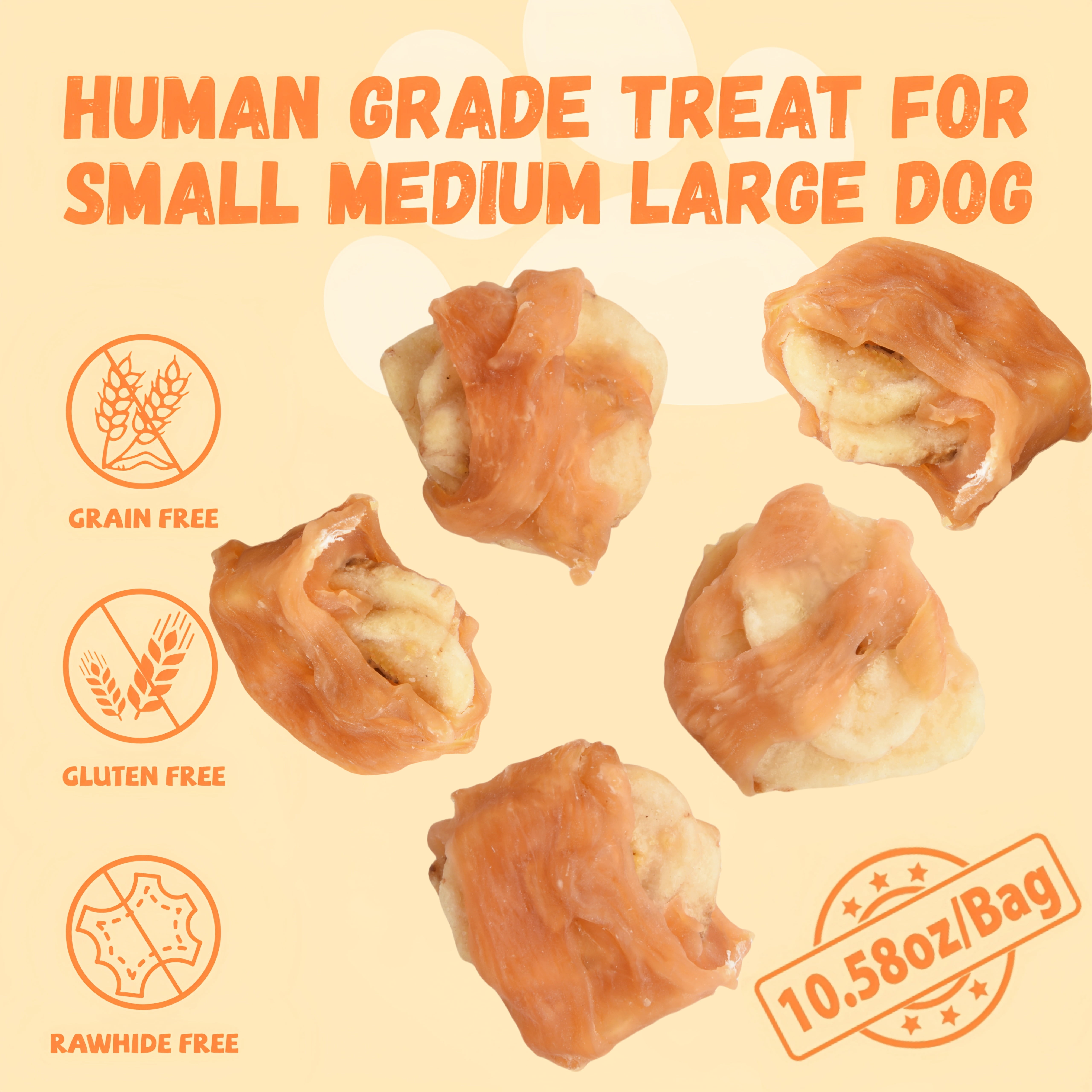 (2 pack) Pawmate Promote Digestion Natural Dog Treats, Chicken Jerky Wrapped Bananas for All Dogs, 18-19ct Bag, 11 oz