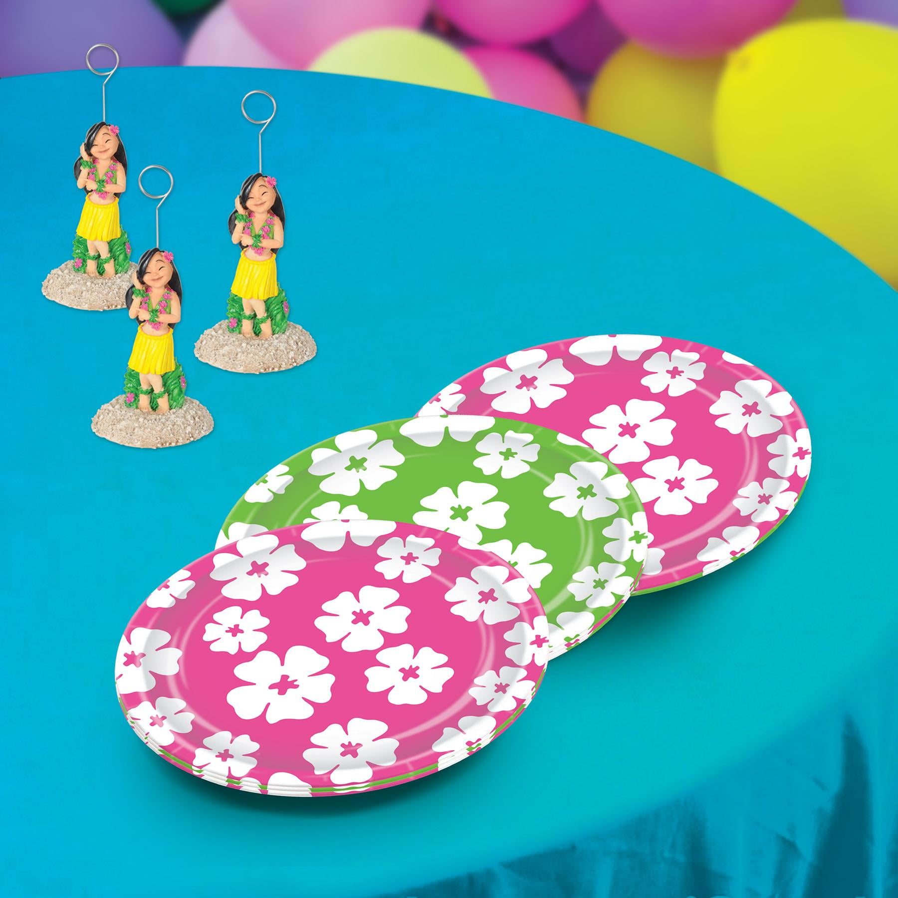96 Pack Beistle Luau Party Hibiscus Paper Plates 9 inch