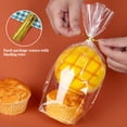 thumbnail image 4 of HOMEIORA Cellophane Treat Bags 8" x 12", 100 Pack Clear Goodie Bags, Bottom Gusset for Stand-Up Display, Small Plastic Gift Wrap for Cookies, Candy, Party Favors, Popcorn, Includes 100 Gold Ties, 4 of 7