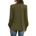 thumbnail image 3 of Ounisa Long Sleeve Shirts for Women Mock Neck Tops Pleated Front Blouses Dressy Casual Fall Clothes 2025 Fashion, 3 of 3