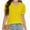 Yellow, variant on Womens Casual Cropped T Shirts V Neck Swiss Dot Puff Sleeve Crop Tops Summer Loose Basic Tees Tshirts