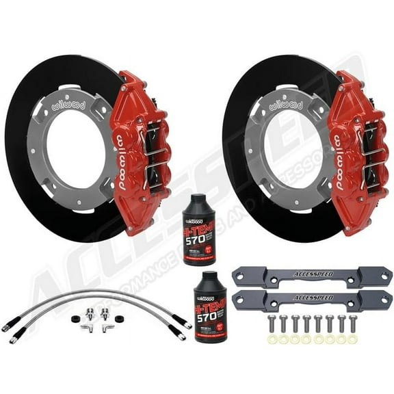 Wilwood Rear UTV Big Brake Combo with Red Calipers, Plain Rotors & Brake Fluid for 2020-2023 Polaris RZR PRO XP