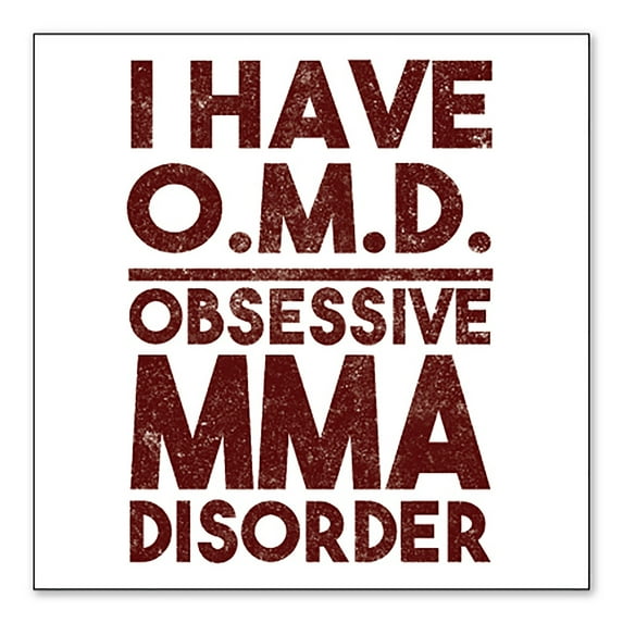 DistinctInk Custom Bumper Sticker - 4" x 4" Decorative Decal - White Background - I Have OMD - Obsessive MMA Disorder