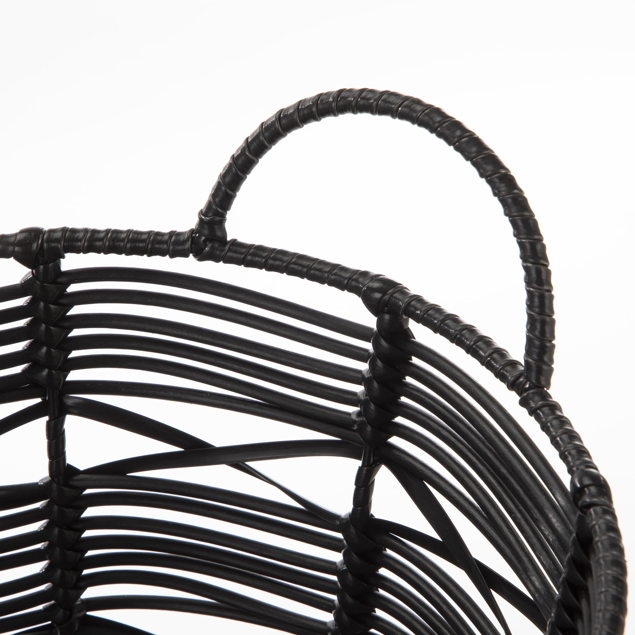 (2 pack) Homezone 9" Plastic Round Black Abstract Basket with Handles