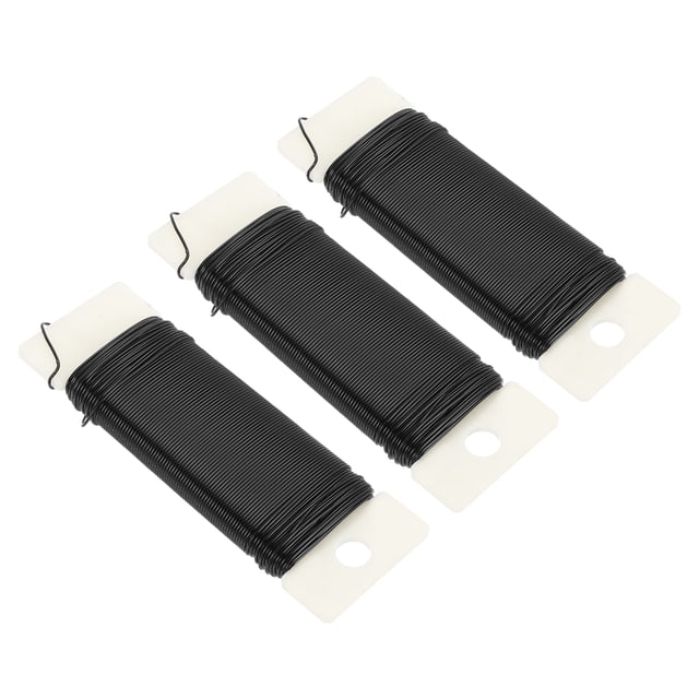 Uxcell 114 yardas/345 pies de alambre floral metálico negro 0.7mm flexible delgado para manualidades