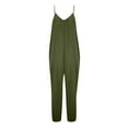 thumbnail image 3 of 2-3 Years Girls Jumpsuits Kids Sleeveless Spaghetti Straps Romper Long Pants with Pockets Army Green, 3 of 5