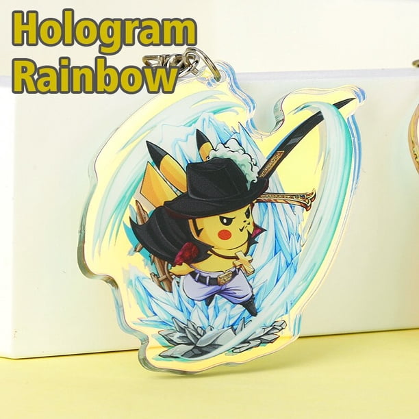 Llaveros personalizados de dibujos animados, colgante de logotipo acrílico transparente con holograma, foto personalizada de Anime