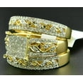thumbnail image 4 of 2 CT Round Cut Simulated Diamond Stylish His & Her Trio Wedding Ring Set 14K Yellow Gold Plated Pure 925 Sterling Silver, 4 of 5