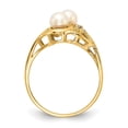 thumbnail image 2 of Solid 14k Yellow Gold 4.5mm Freshwater Cultured Pearl Diamond Ring Band Size 7 (.04 cttw.), 2 of 6