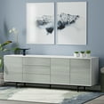 thumbnail image 2 of Atlas 78" x 28" Highboy Modern TV Stand Cabinet And Sideboard - White Frame, Grey Door/Drawers, Black Base, 2 of 8