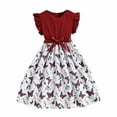 thumbnail image 2 of Spazoro Kids Girls Dresses, Round Neck Short Sleeve Floral Print New Style Princess Dress for Child Girls Red Size 10 T, 2 of 9