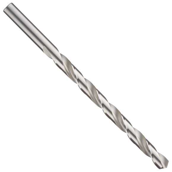 Precision Twist 0860 High Speed Steel Extra Long Length Drill Bit, Uncoated (Bright) Finish, Round Shank, Spiral Flute, 118 Degree Point Angle, 5/16"