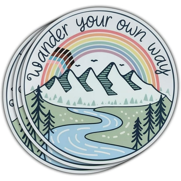 (3 Pcs) Wander Your Own Way Sticker LGBTQ Stickers Rainbow LGBT Mountain Sticker LGBTQ  Pride Stickers for Laptop Water Bottle Tumbler Phone Case Hat Helmet Gifts 3"x3"