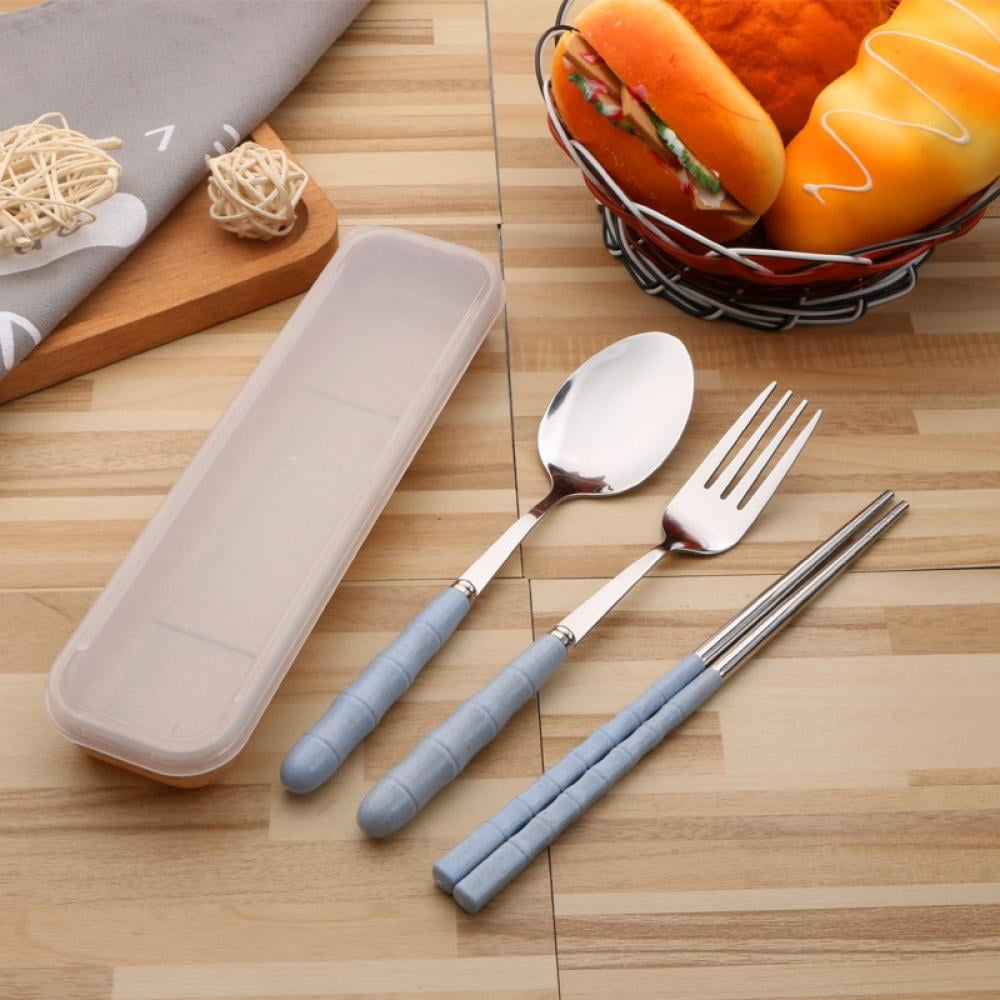 Portable Travel Cutlery Set With Case Stainless Steel Fork Spoon Knife  Chopsticks Sets Tableware for Camping