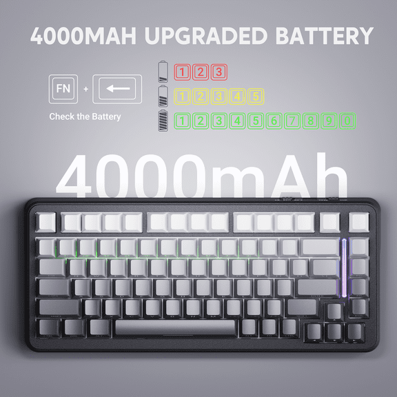 ATTACK SHARK M86 Tri-mode Gasket Mechanical Keyboard 75% Tri-Mode Wireless Gaming Keyboard, Side Print PBT Keycap, Hot-Swappable