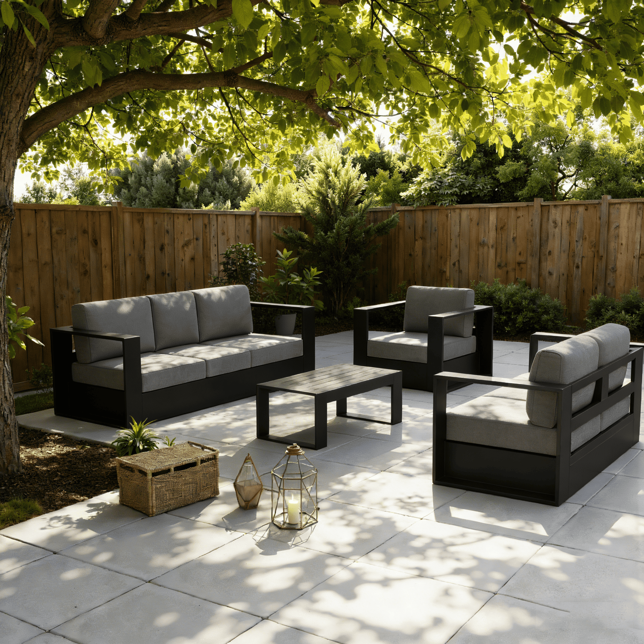 LayinSun Oversized Aluminum Outdoor Furniture Set, 5 Piece Patio Sofa Sets with Coffee Table, Deep Seating and Upgraded 6-inch Cushions for Porch, Balcony, Deck