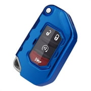 TANGSEN Flip Key Fob Case Blue TPU Protective Cover Compatible with Jeep Gladiator JT Sahara JLU 2020 2021 Wrangler JL