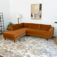 thumbnail image 2 of Marie Mid-Century Pillow Back Left-Facing Velvet Upholstered Sectional in Orange, 2 of 6