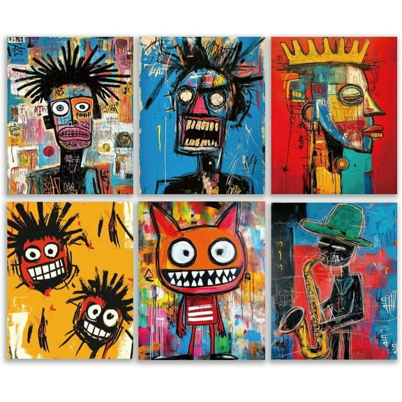 6 Styles Street Abstract Art Decor Wall Art Modern Prints for Wall Decor Aesthetic Unframed Colourful Portrait Canvas Wall Decoration for Home 20 x 25 cm