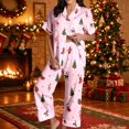 thumbnail image 5 of HAYIMI Women Christmas 2 Piece Pajama Set, Short Sleeve Lapel Button-Down Tops And Pants Set, Xmas Print Loungewear Sleepwear For Relaxed Evenings, 5 of 7