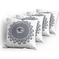 thumbnail image 5 of Ambesonne White Throw Pillow Cover 4 Pack, Vintage Tribal Mandala, 20", Grey, 5 of 7