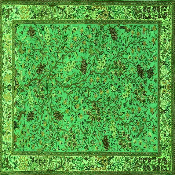 Ahgly Company Indoor Square Animal Green Traditional Area Rugs, 7' Square