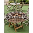 thumbnail image 3 of Outdoor Tablecloth with Umbrella Hole and Zipper, Vintage Texas Star Brown Round Table Cloth 60 Inch Waterproof Tablecloth, Black Plaid Berry Farmhouse Picnic Table Cover for Patio Camping, 3 of 7