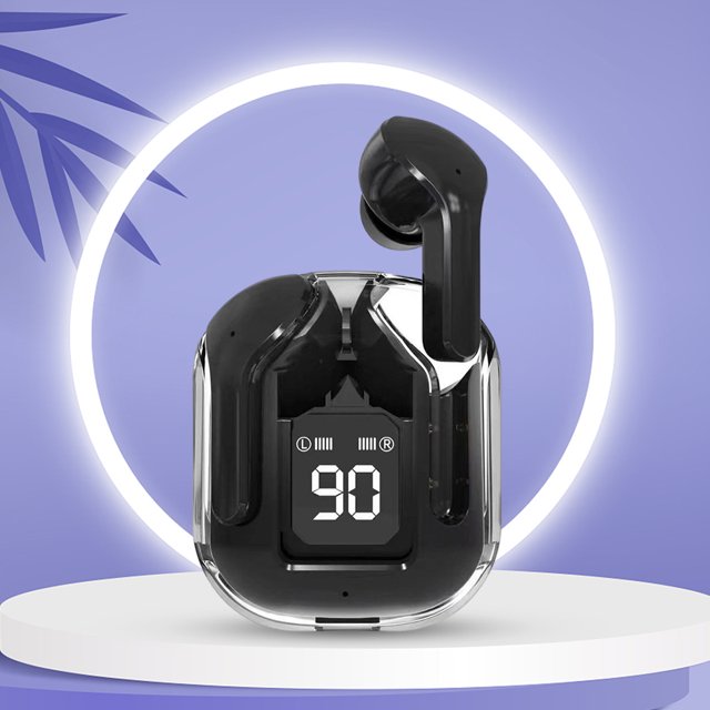 Auriculares inalámbricos Auriculares digitales transparentes 5.3 compatibles con Bluetooth (negro)