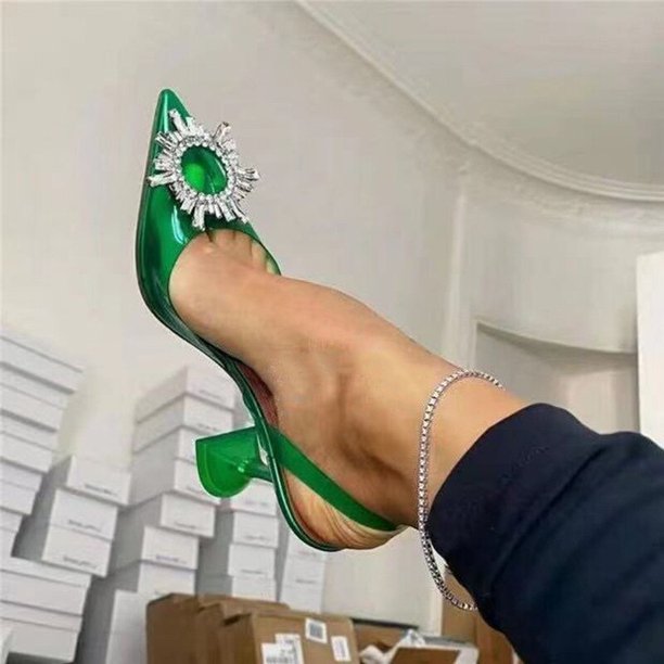 2021, zapatos de tacón de lujo para mujer, zapatos de tacón alto con tira trasera de cristal, zapatos de novia de verano, zapatos cómodos de tacón triangular para fiesta, boda Tan Jianjun unisex