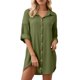 thumbnail image 1 of Vestido camisero de manga corta para mujer - Vestido informal de verano con botones y bolsillos irregulares, 1 of 8