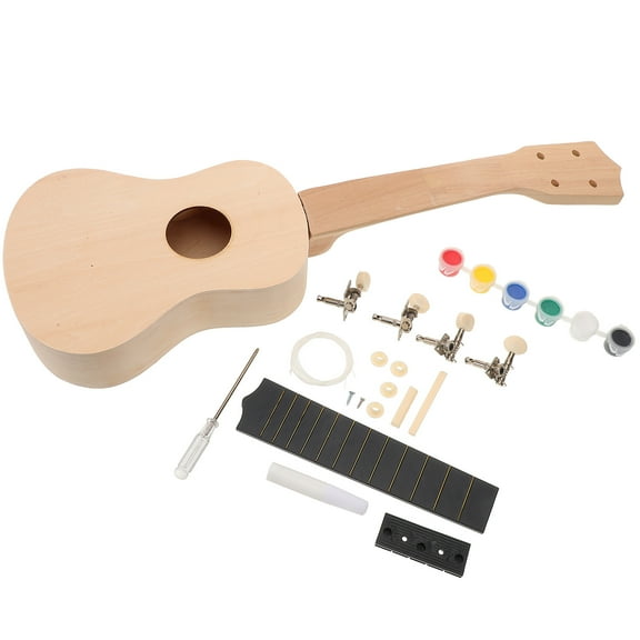 LOLIPPYY 1 Set DIY Doodle Ukulele Kit Wooden Ivory Ukulele Musical Instrument for Beginners