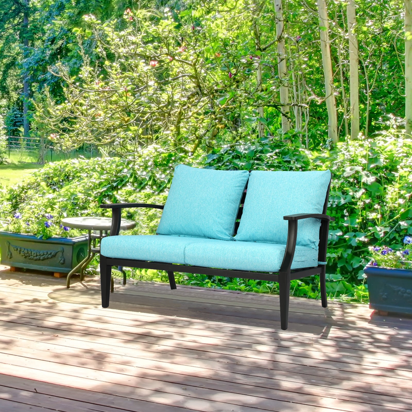 Aoodor 19" x 19" Patio Deep Seat Cushion Set, Water Resistant & Fade Resistant Outdoor Furniture Cushions with Adjustable Straps for Patio, Deck, Garden