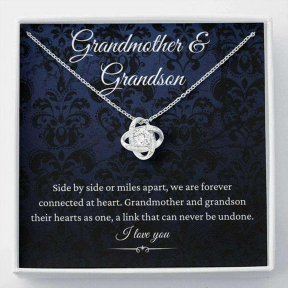 Grandmother Necklace, Grandmother & Grandson Necklace, Birthday Necklace For Grandma From Grandson – Meaningful Jewelry with Inspirational Message Card Standard Box