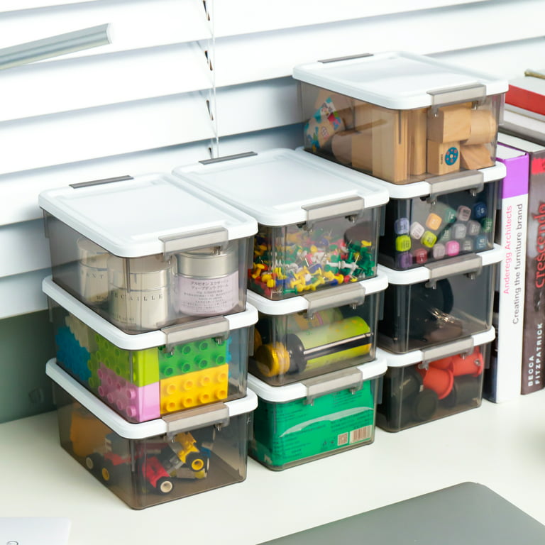 Citylife 3.2 QT 8 Packs Small Storage Bin with Lid Latch Mini Clear Plastic  Craft Storage Box 