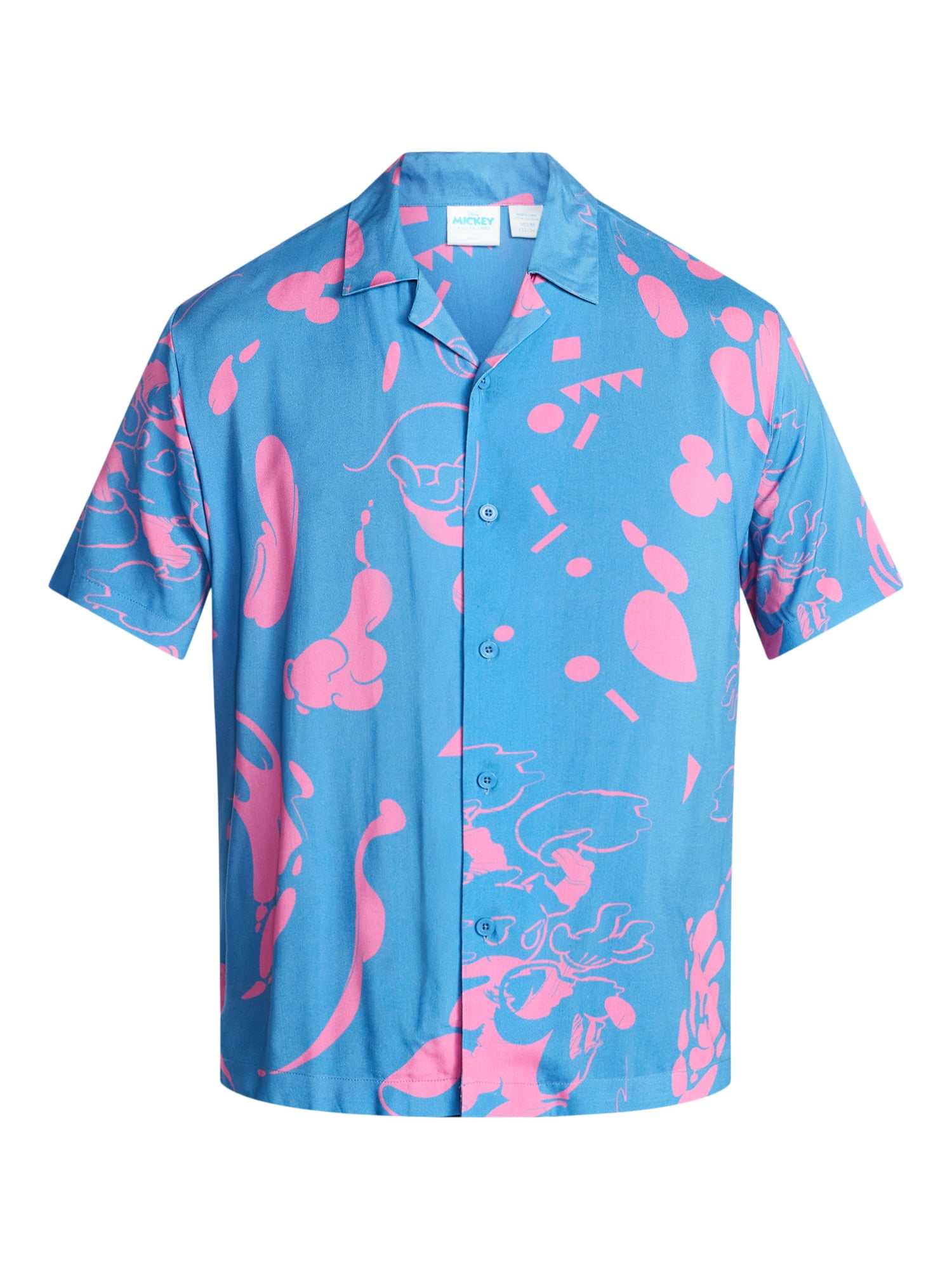 Disney Men's and Big Men's Mickey Mouse Graphic Button-Up Shirt, Sizes S-3XL