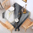 thumbnail image 2 of 60x60in(152x152cm) Square Tablecloth, Waterproof Polyester Table Cover, Wrinkle Resistant & Washable Fabric for Dining, Kitchen, Picnic, Turquoise Marble Pattern, 2 of 6