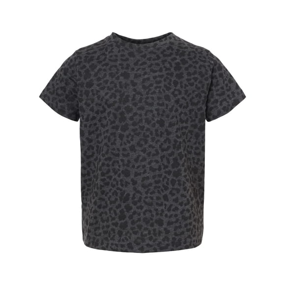 Rabbit Skins Toddler Fine Jersey Tee, 5-6, Black Leopard