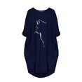 thumbnail image 4 of PENGXIANG Robe Chandail Oversize pour Femmes Imprimé Chat Manches Courtes Été Poche Mini Robe de Plage pour Femmes 2022, 4 of 5