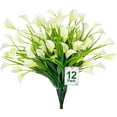 thumbnail image 1 of Sinhoon 12pcs Calla Lily Artificial Flowers Plants Outdoor Decorations, UV Resistant Faux Fake Plants Plastic Flower Indoor Outside Hanging Planter Home Garden Porch Decor (White), 1 of 11