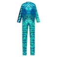 thumbnail image 4 of Zaldita Kids Girls One Piece Unitards Long Sleeve Turtleneck Unitard Fish Scale Full Body Catsuit Teal 145-150/L, 4 of 7